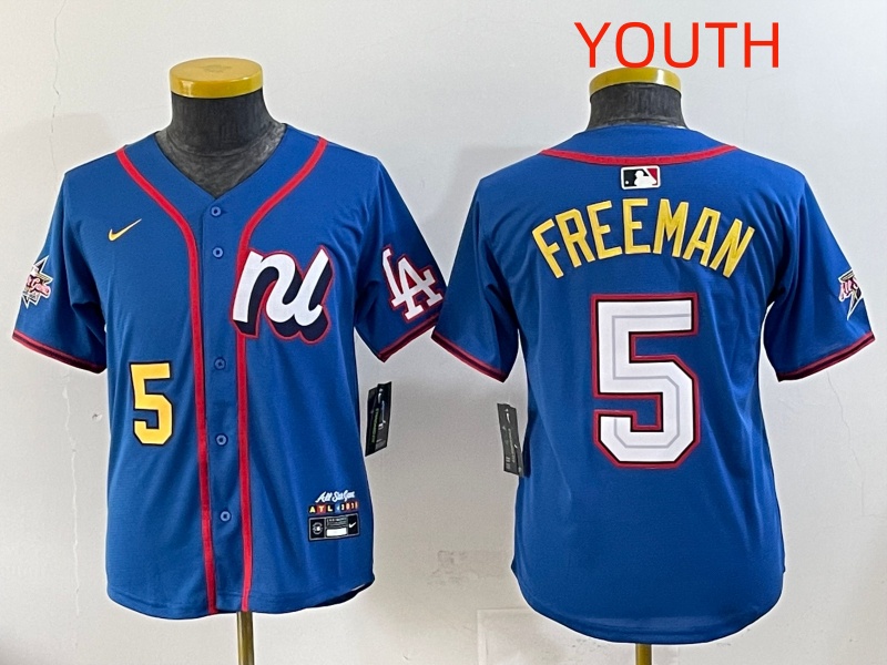 Youth 2025 Los Angeles Dodgers 5 Freeman Blue Nike 2025 MLB All Star Jersey style 006